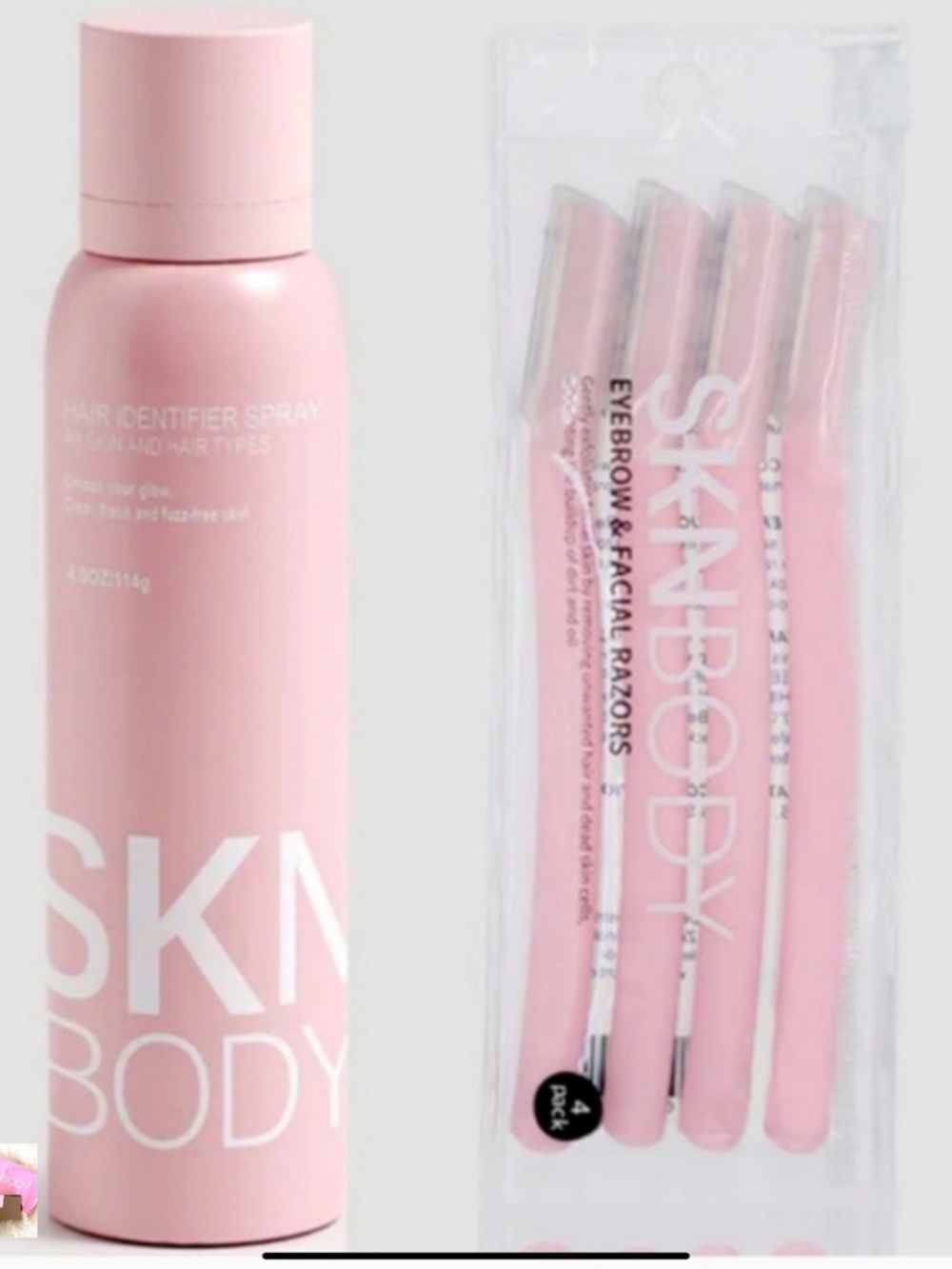 SKNBODY Pink Hair Identifier Spray & Eyebrow Razors Set